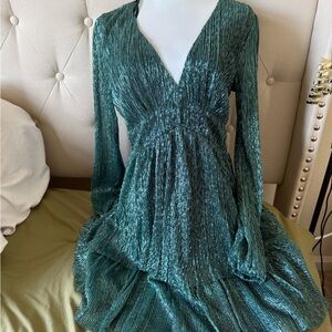 Trixxi Shimmering Teal Long Sleeve Dress